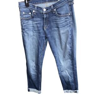 Rag & Bone Jeans Womens 25 Preston Raw Hem Blue Denim Skinny Ankle Low Rise